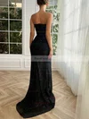 Sheath/Column Strapless Sequined Sweep Train Prom Dresses With Split Front #Favs020115841