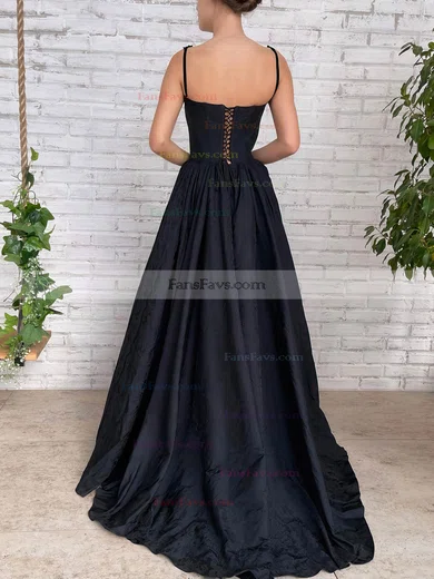 Ball Gown Square Neckline Satin Sweep Train Prom Dresses With Pockets #Favs020115848