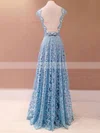 A-line Scalloped Neck Lace Floor-length Sashes / Ribbons Prom Dresses #Favs020103586