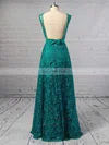 A-line Scalloped Neck Lace Floor-length Sashes / Ribbons Prom Dresses #Favs020103586