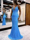 Trumpet/Mermaid V-neck Sequined Sweep Train Prom Dresses #Favs020115877