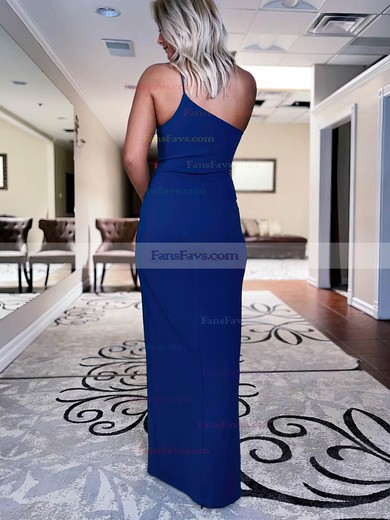 Sheath/Column One Shoulder Stretch Crepe Floor-length Prom Dresses With Split Front #Favs020115882