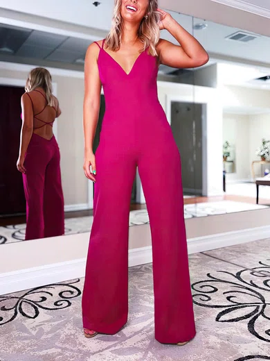 Sheath/Column V-neck Stretch Crepe Floor-length Prom Dresses #Favs020115887