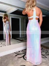 A-line V-neck Sequined Floor-length Prom Dresses With Split Front #Favs020115889
