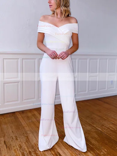 Sheath/Column Off-the-shoulder Stretch Crepe Floor-length Prom Dresses With Ruffles #Favs020115891