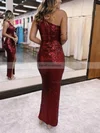 Sheath/Column One Shoulder Sequined Floor-length Prom Dresses With Split Front #Favs020115894