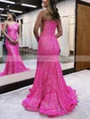 Trumpet/Mermaid One Shoulder Sequined Sweep Train Prom Dresses #Favs020115899
