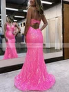 Trumpet/Mermaid V-neck Sequined Sweep Train Prom Dresses #Favs020115907