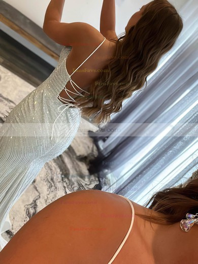 Sheath/Column V-neck Sequined Sweep Train Prom Dresses With Split Front #Favs020115945