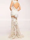 Trumpet/Mermaid Scoop Neck Lace Tulle Sweep Train Appliques Lace Prom Dresses #Favs020103500