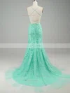 Trumpet/Mermaid Scoop Neck Tulle Sweep Train Prom Dresses With Appliques Lace #Favs020115952
