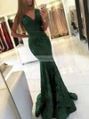 Trumpet/Mermaid V-neck Lace Sweep Train Prom Dresses #Favs020105788