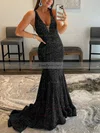Trumpet/Mermaid V-neck Sequined Sweep Train Prom Dresses #Favs020115998