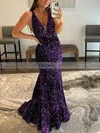 Trumpet/Mermaid V-neck Sequined Sweep Train Prom Dresses #Favs020115998