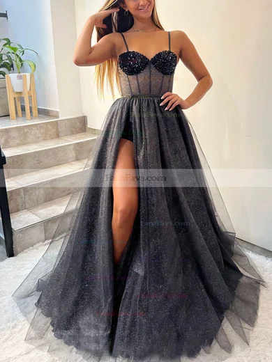 A-line Sweetheart Glitter Detachable Prom Dresses With Beading #Favs020116019