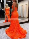 Trumpet/Mermaid V-neck Lace Sweep Train Prom Dresses With Appliques Lace #Favs020116021