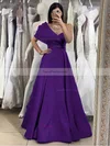A-line One Shoulder Satin Floor-length Prom Dresses With Pockets #Favs020116022