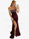 Trumpet/Mermaid Strapless Sequined Sweep Train Prom Dresses With Split Front #Favs020116033