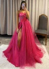 Ball Gown Sweetheart Glitter Sweep Train Prom Dresses With Beading #Favs020116036
