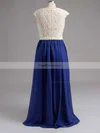 A-line Scoop Neck Lace Chiffon Floor-length Crystal Detailing Prom Dresses #Favs020102229