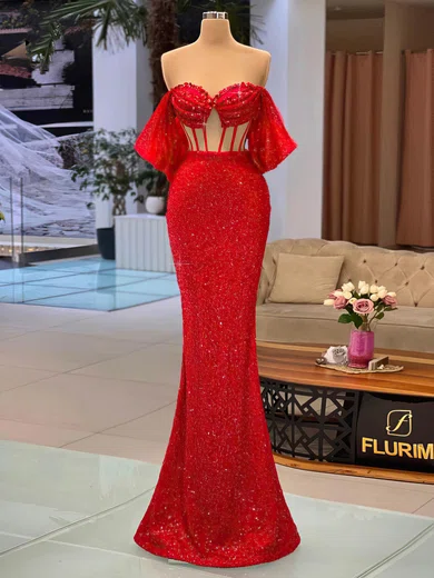 Trumpet/Mermaid Off-the-shoulder Sequined Floor-length Prom Dresses #Favs020116092