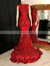 Trumpet/Mermaid V-neck Sequined Sweep Train Prom Dresses #Favs020116101
