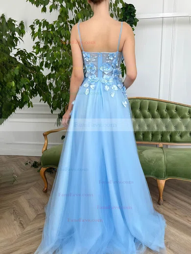 A-line Sweetheart Tulle Floor-length Prom Dresses With Appliques Lace #Favs020116107