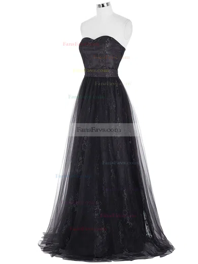A-line Sweetheart Lace Tulle Floor-length Prom Dresses #Favs020103532