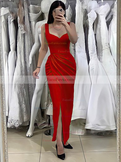 Sheath/Column V-neck Jersey Ankle-length Prom Dresses With Split Front #Favs020116134