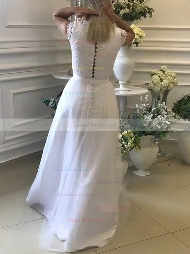 A-line V-neck Lace Tulle Floor-length Sashes / Ribbons Prom Dresses #Favs020105213