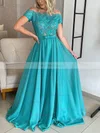 A-line Off-the-shoulder Lace Chiffon Floor-length Prom Dresses With Sashes / Ribbons #Favs020116180