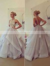 Ball Gown Scoop Neck Organza Sweep Train Beading Prom Dresses #Favs020102394