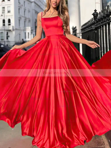 Ball Gown Square Neckline Silk-like Satin Sweep Train Prom Dresses #Favs020116184