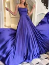 Ball Gown Square Neckline Silk-like Satin Sweep Train Prom Dresses #Favs020116184