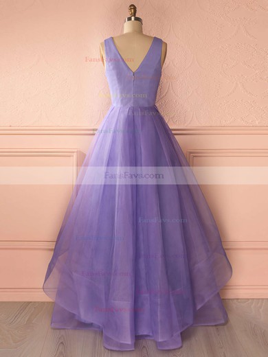 Princess V-neck Organza Floor-length Tiered Prom Dresses #Favs020102740