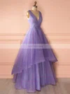 Princess V-neck Organza Floor-length Tiered Prom Dresses #Favs020102740