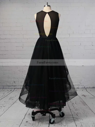 Princess Scoop Neck Organza Asymmetrical Beading Prom Dresses #Favs020103179