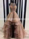 Princess Halter Organza Asymmetrical Beading Prom Dresses #Favs020103198
