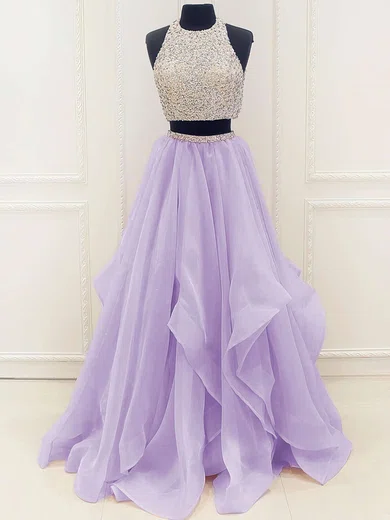 Princess Scoop Neck Organza Floor-length Beading Prom Dresses #Favs020103326