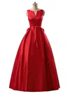 Princess Scoop Neck Satin Floor-length Sashes / Ribbons Prom Dresses #Favs020102746
