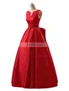 Princess Scoop Neck Satin Floor-length Sashes / Ribbons Prom Dresses #Favs020102746