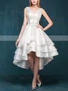 Princess V-neck Satin Asymmetrical Sashes / Ribbons Prom Dresses #Favs020103153