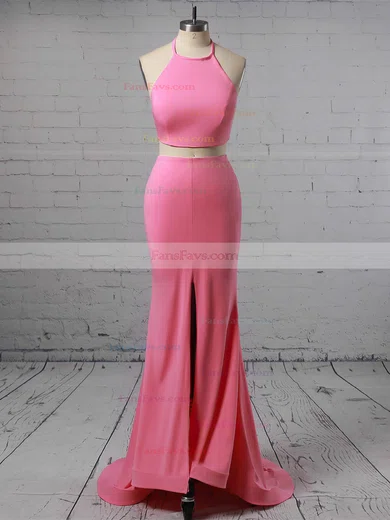 Trumpet/Mermaid Halter Jersey Sweep Train Prom Dresses #Favs020103310