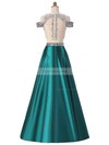 A-line Scoop Neck Satin Floor-length Crystal Detailing Prom Dresses #Favs020103343