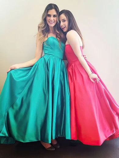 A-line Strapless Satin Ankle-length Prom Dresses #Favs020104436