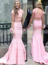 Trumpet/Mermaid Scoop Neck Satin Sweep Train Pearl Detailing Prom Dresses #Favs020104541