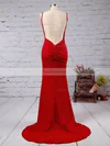 Trumpet/Mermaid V-neck Jersey Sweep Train Prom Dresses #Favs020103537