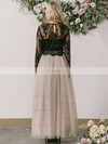 A-line Scoop Neck Lace Tulle Ankle-length Appliques Lace Prom Dresses #Favs020103551