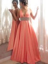 Princess V-neck Satin Floor-length Beading Prom Dresses #Favs020105777