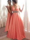 Princess V-neck Satin Floor-length Beading Prom Dresses #Favs020105777